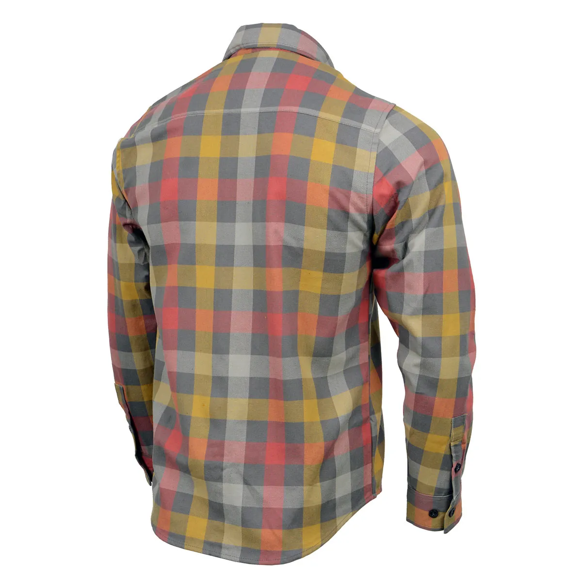 Milwaukee Leather MNG11661 Men's Gray and Red with Yellow Long Sleeve Cotton Flannel Shirt