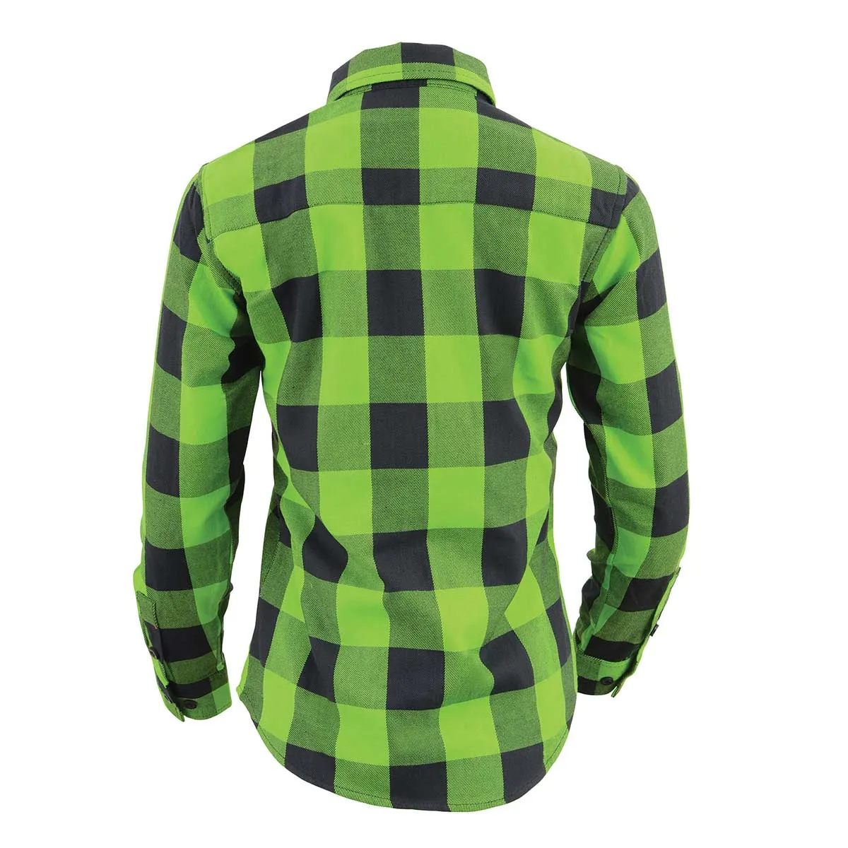 Milwaukee Leather MNG21606 Women's Lime Green and Black Long Sleeve Cotton Casual Flannel Shirt