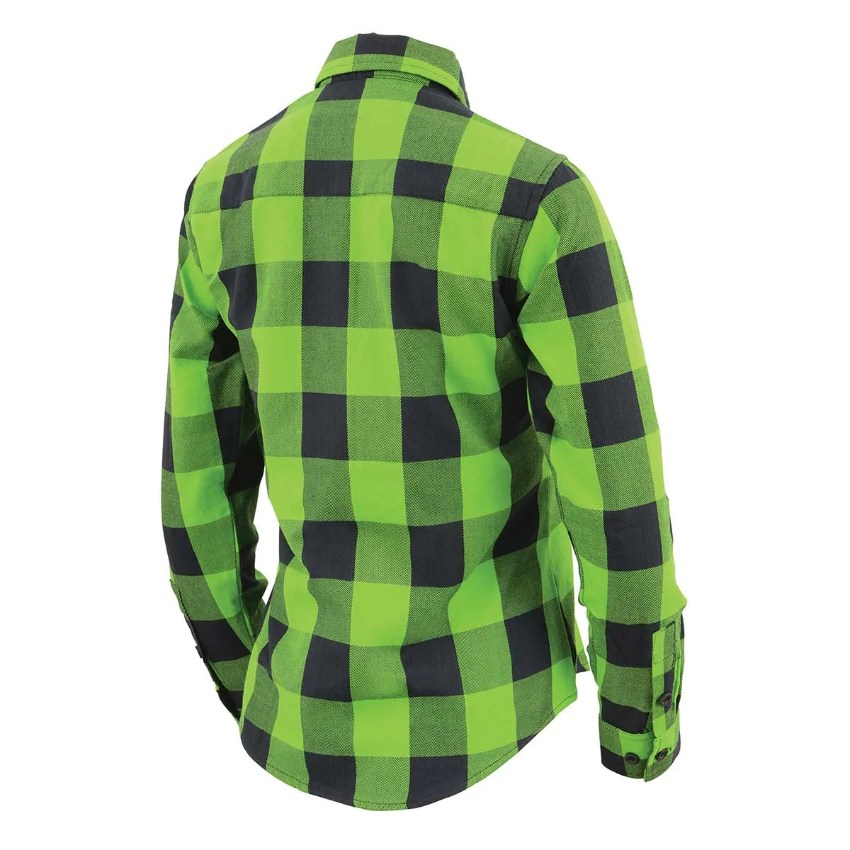 Milwaukee Leather MNG21606 Women's Lime Green and Black Long Sleeve Cotton Casual Flannel Shirt