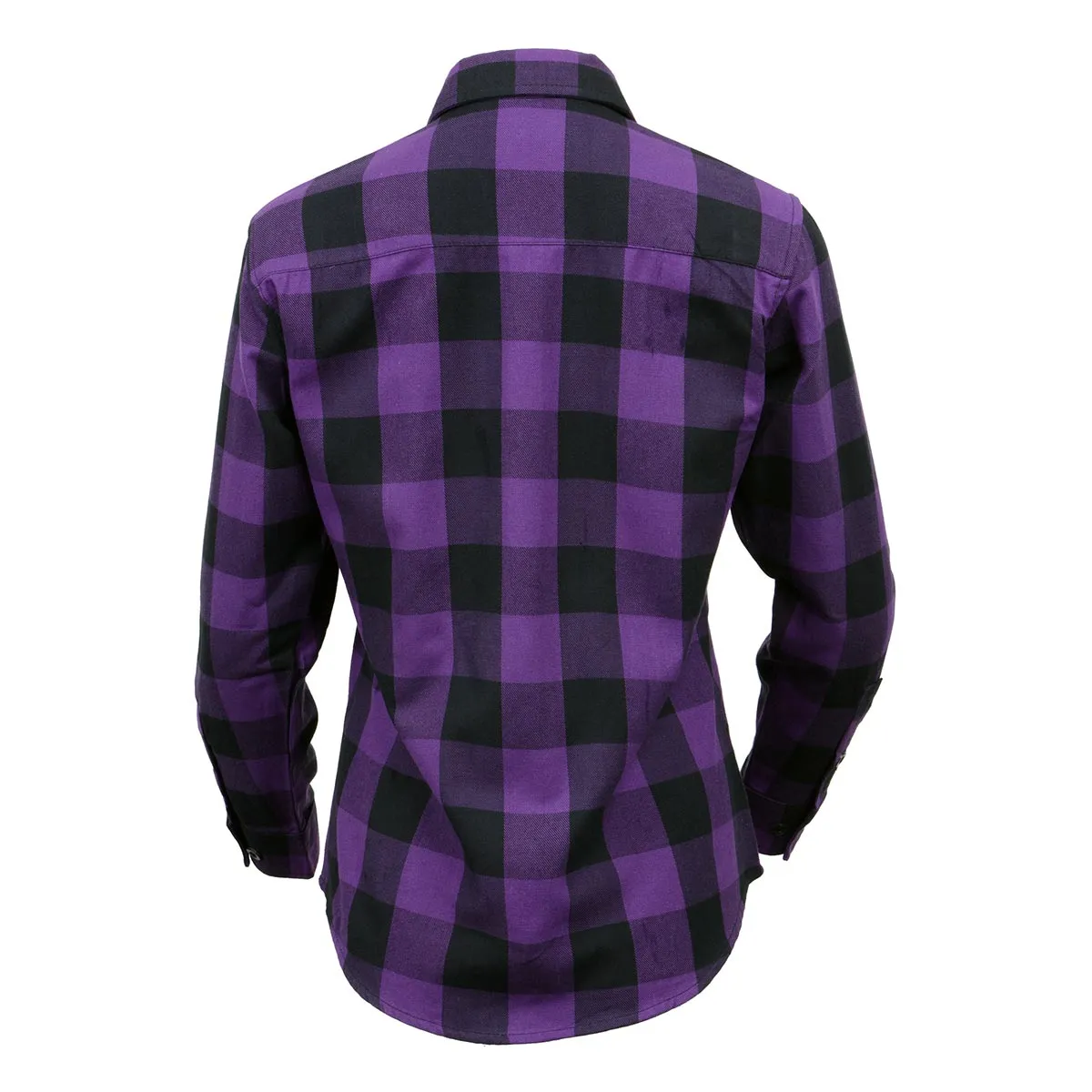 Milwaukee Leather MNG21619 Women's Black and Purple Long Sleeve Cotton Flannel Shirt