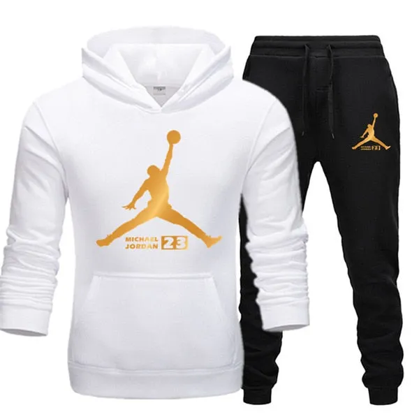 New Tracksuit Men Sportswear Set Fleece Hoodie Suit Jordan Letter Print Hombre Spring Autumn Winter Hoodie Pants