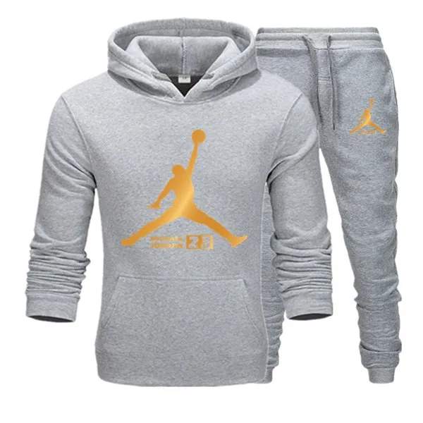 New Tracksuit Men Sportswear Set Fleece Hoodie Suit Jordan Letter Print Hombre Spring Autumn Winter Hoodie Pants