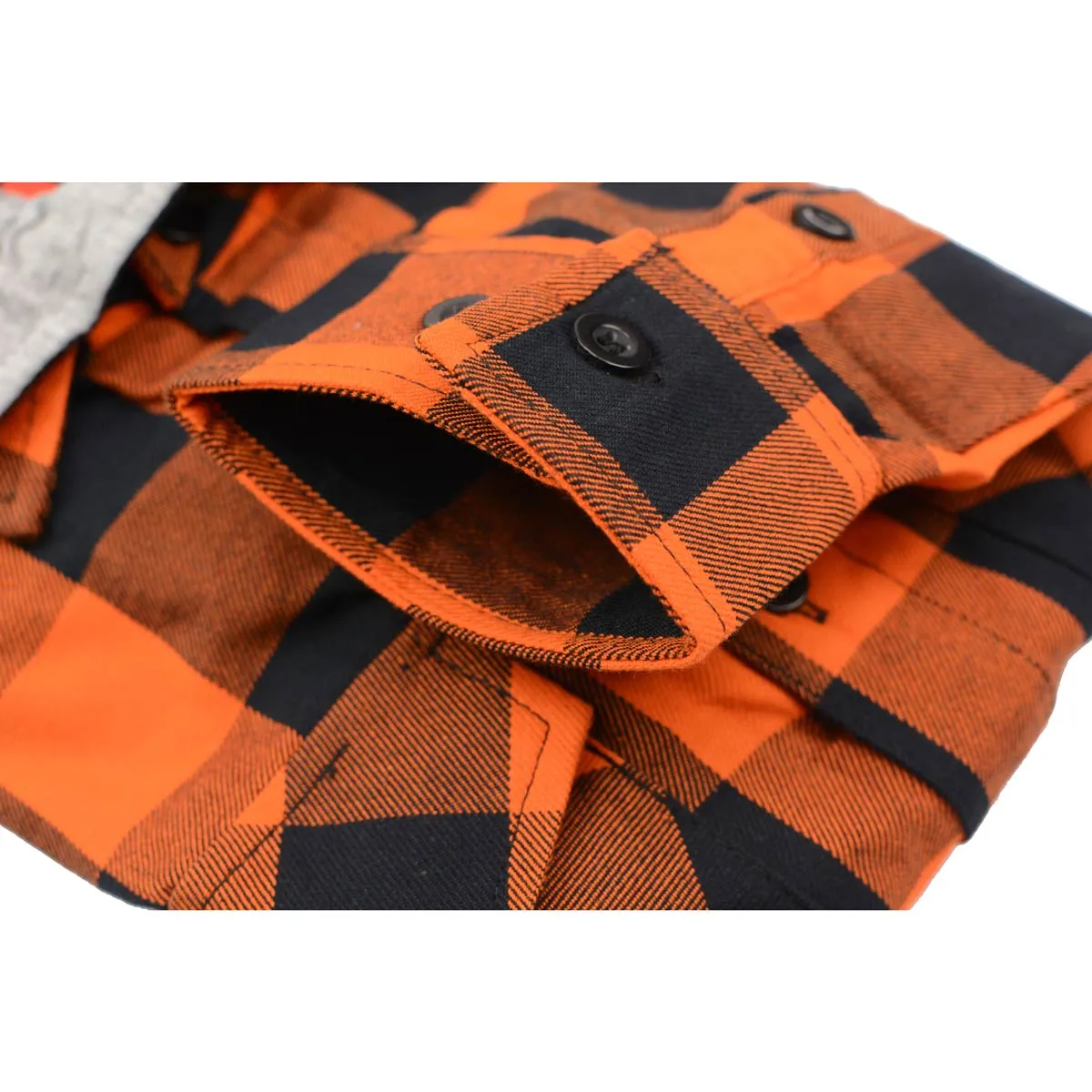 NexGen MNG11642 Men's Orange and Black Long Sleeve Cotton Flannel Shirt with Hoodie