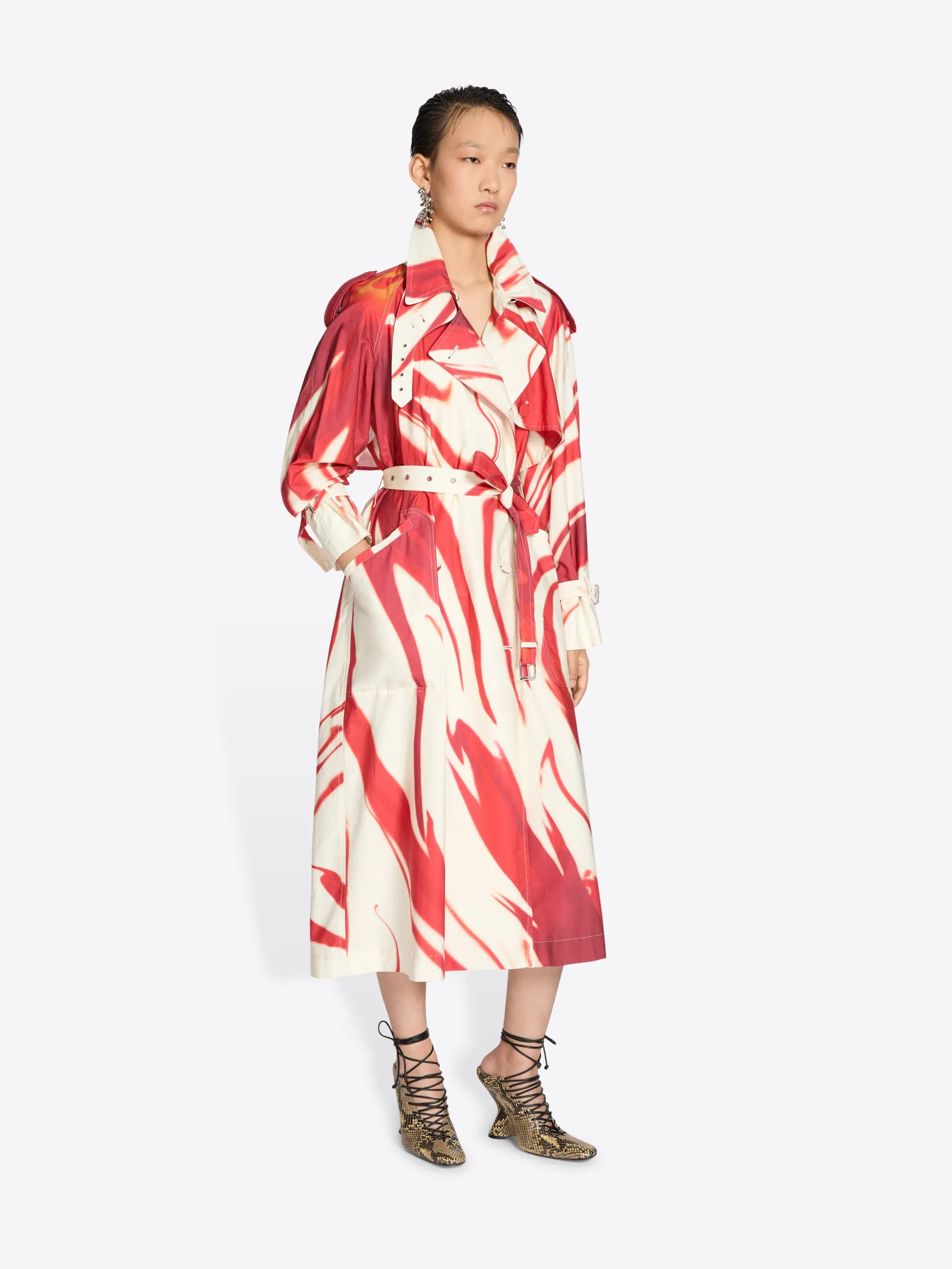 Printed trench coat