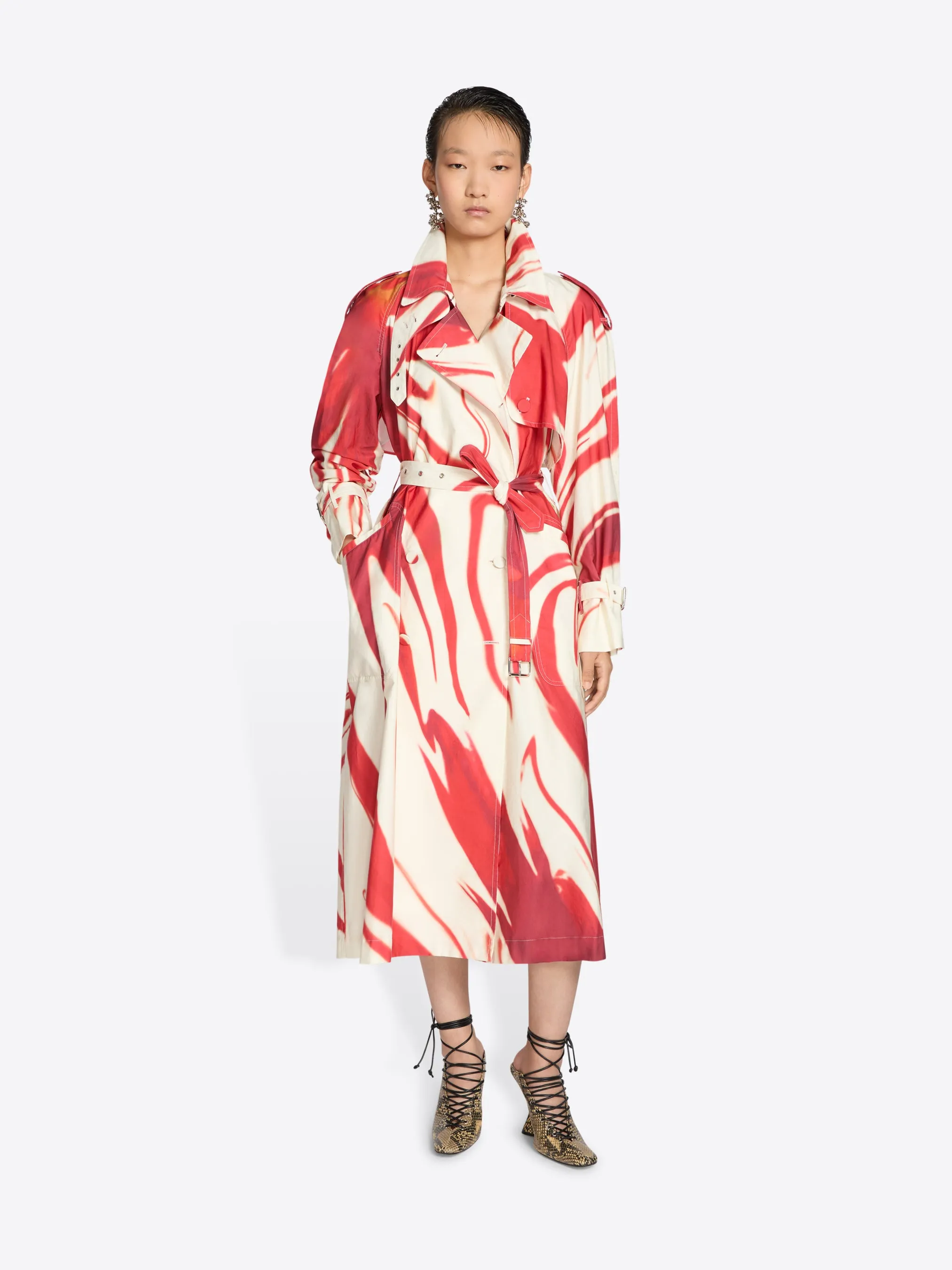 Printed trench coat