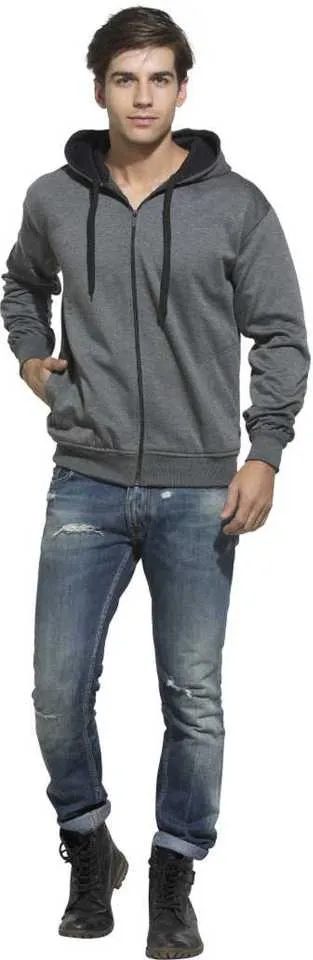 Prokick Men's Cotton Hooded Sweatshirt, Dark Grey