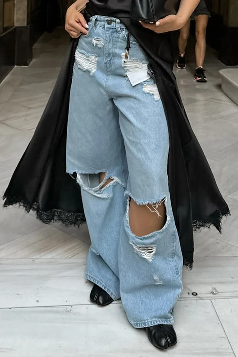 PT3168 Ripped Cutout Jeans Pant