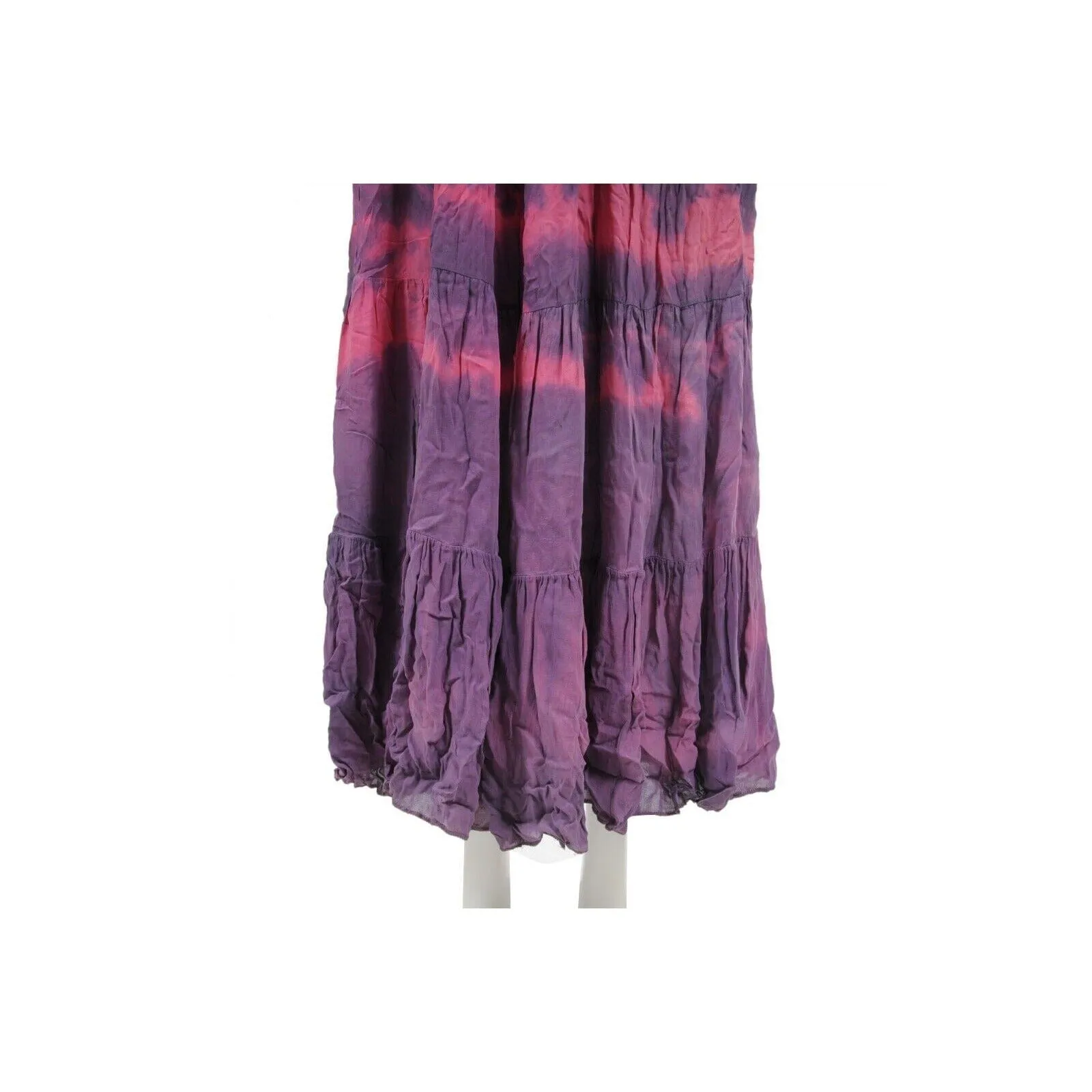 Purple Tie Dye Silk Star Embroidered Sun Maxi Long Dress