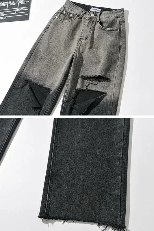 PZ409 Ripped Cutout Long Jeans