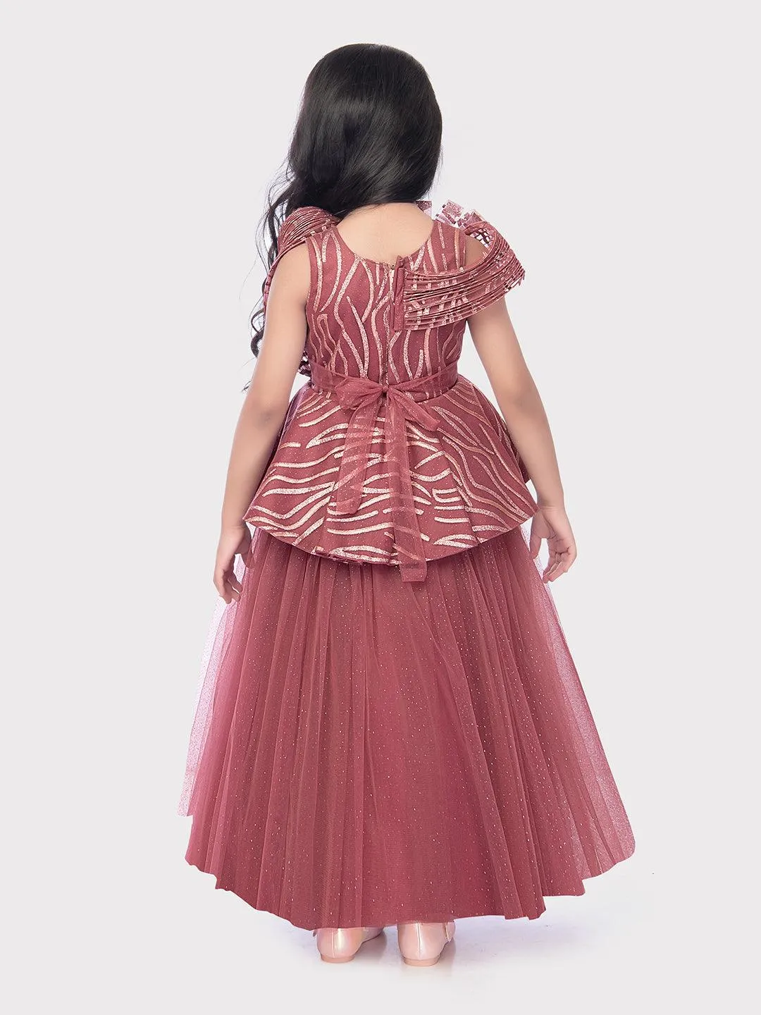 Raspberry Coloured Wire Style Gown For Girls / Party Wear Outfits Online / Imported Gowns