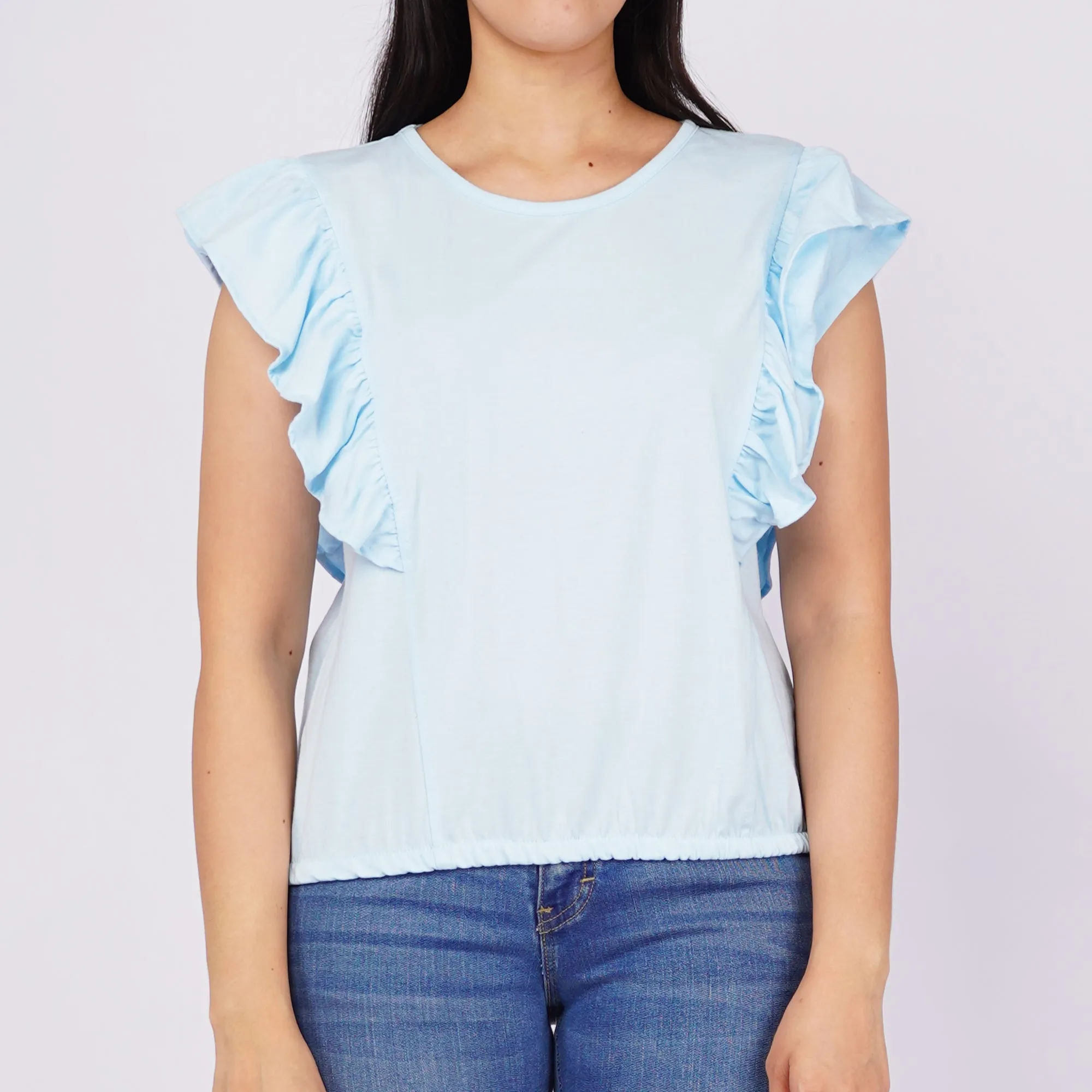 RRJ Ladies Basic Tees Boxy Fitting CVC Jersey Fabric 151553 (Blue)