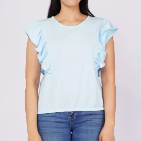 RRJ Ladies Basic Tees Boxy Fitting CVC Jersey Fabric 151553 (Blue)