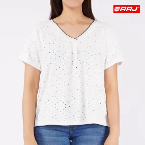 RRJ Ladies Basic Tees Boxy Fitting Special Fabric 153470 (White)