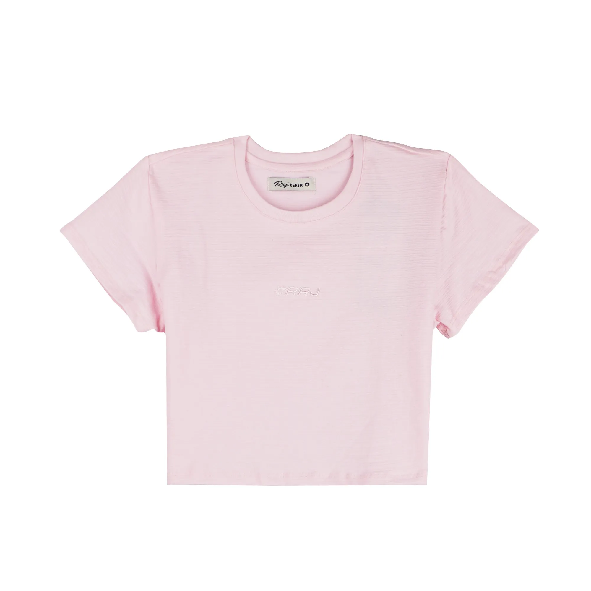 RRJ Ladies Basic Tees Crop Fitting Missed Lycra Fabric 145889 (Pink)