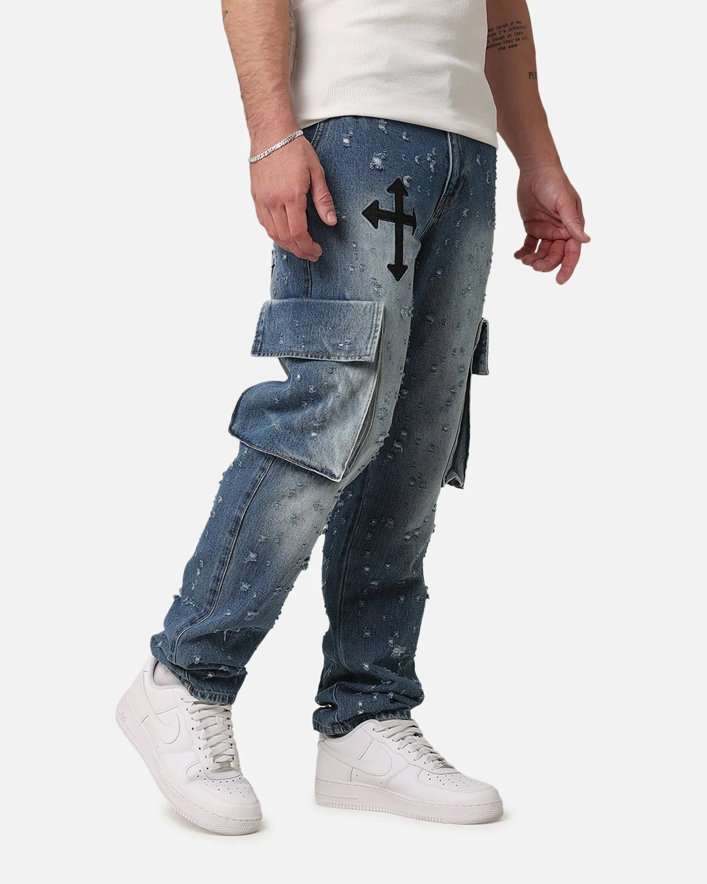 Saint Morta Sorcery Cargo Jeans Washed Blue