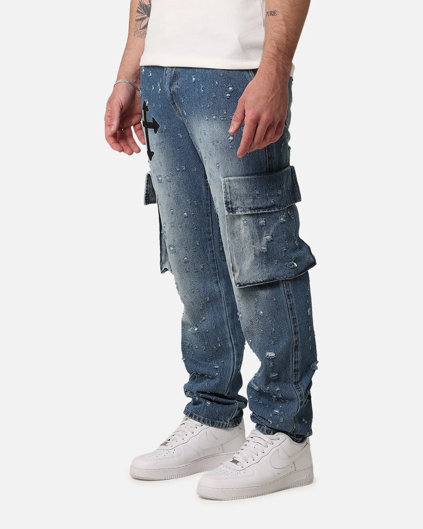 Saint Morta Sorcery Cargo Jeans Washed Blue