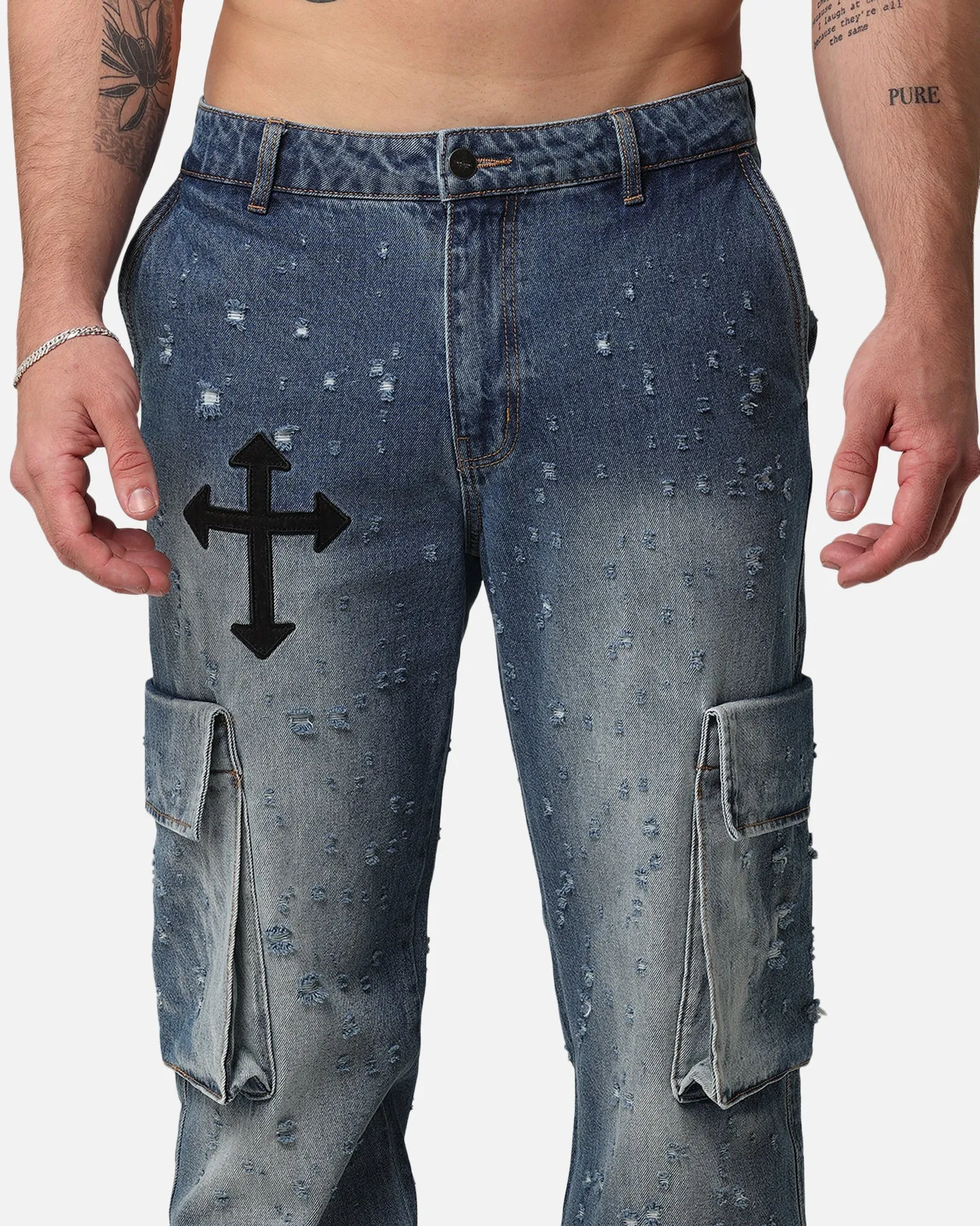 Saint Morta Sorcery Cargo Jeans Washed Blue