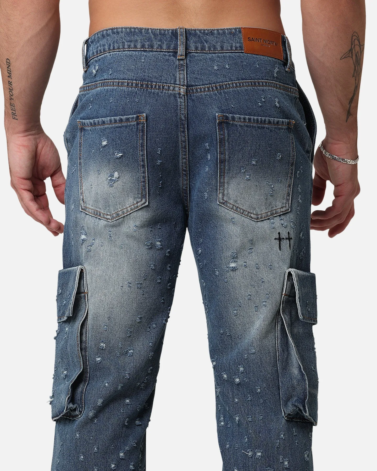 Saint Morta Sorcery Cargo Jeans Washed Blue