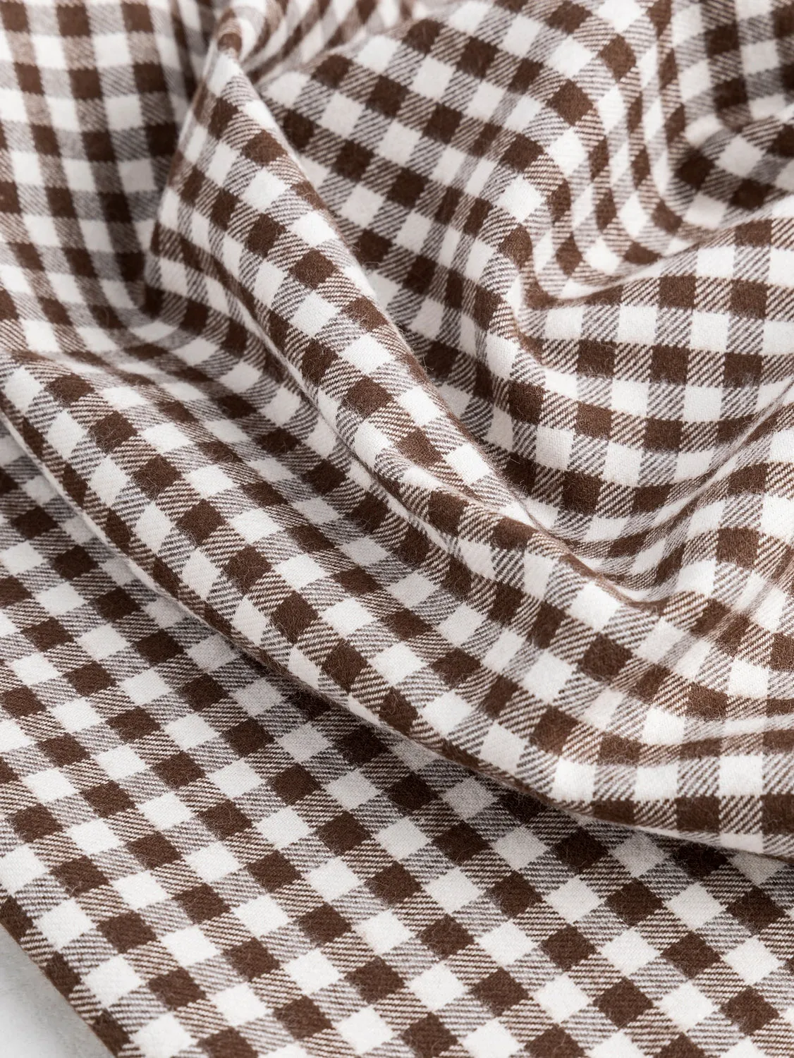 Shepherd Check Organic Cotton Flannel Twill - Brown   Cream - Swatch