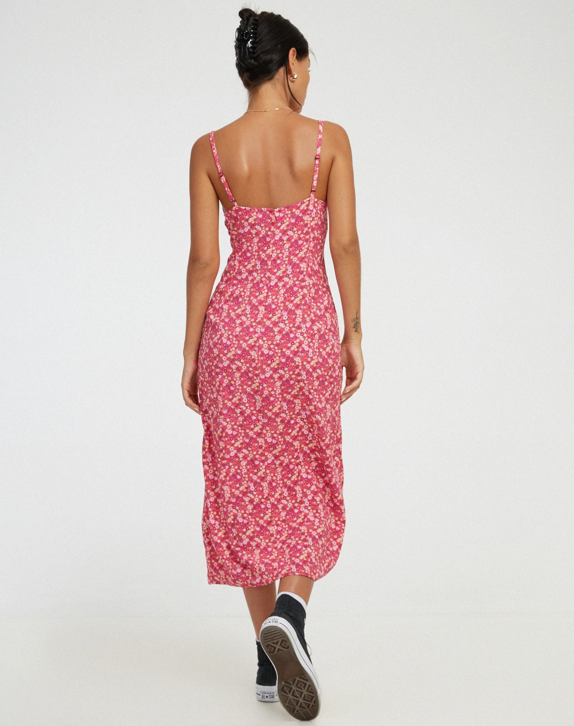 Shiori Midi Dress in Ditsy Floral Pink