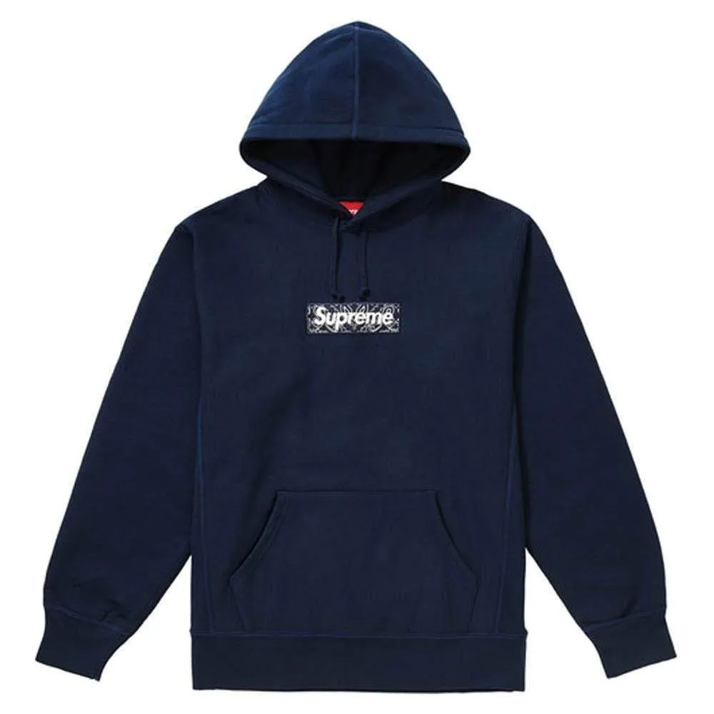 Supreme Bandana Box Logo Hooded Sweatshirt Navy