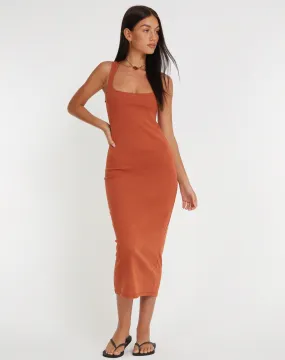 Uzma Midi Dress in Spice