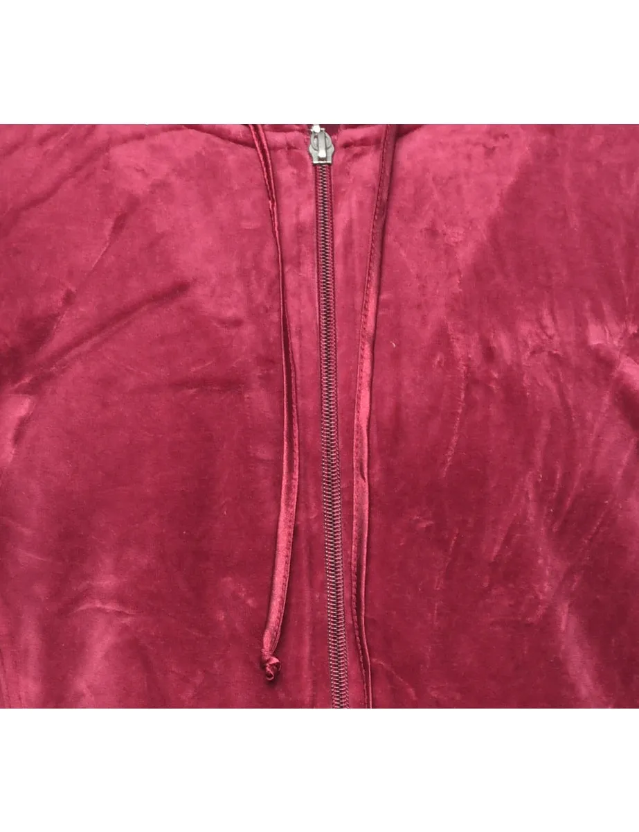 Velour Hooded Sweatshirt - M