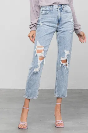 Veronica High Rise Ripped Girlfriend Jeans