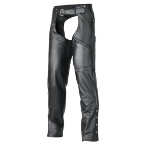 VL804 Pant Style Zipper Pocket Naked Cowhide Leather Chaps