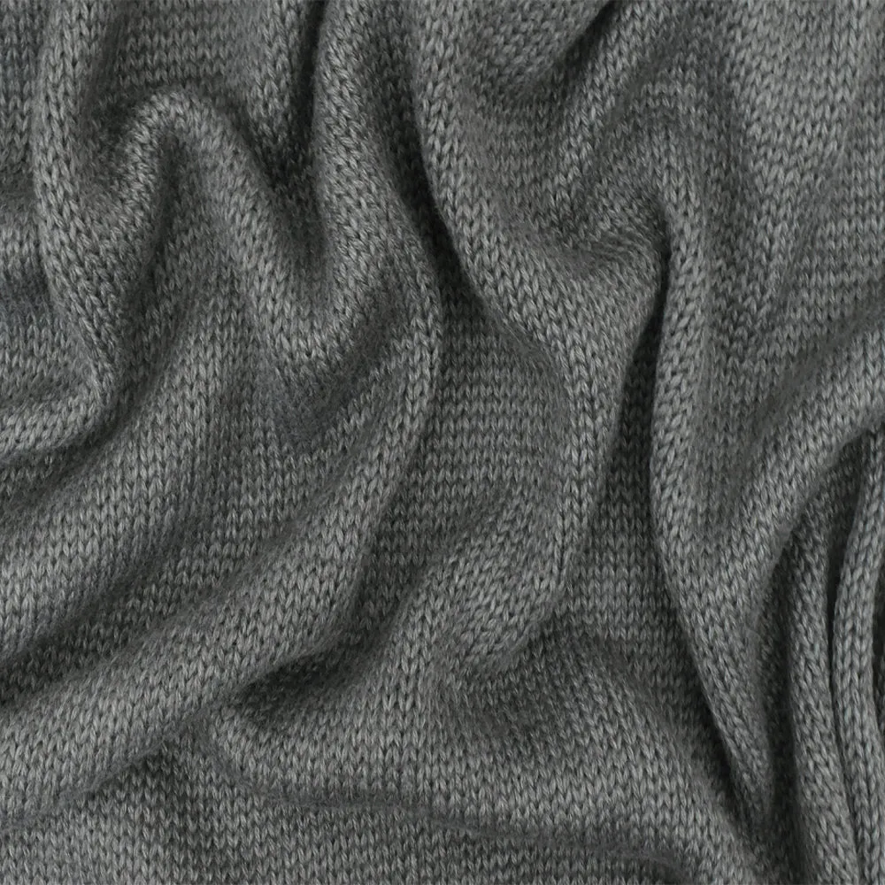 Warm Gray Solid Acrylic-Wool Jersey Sweater Knit Fabric