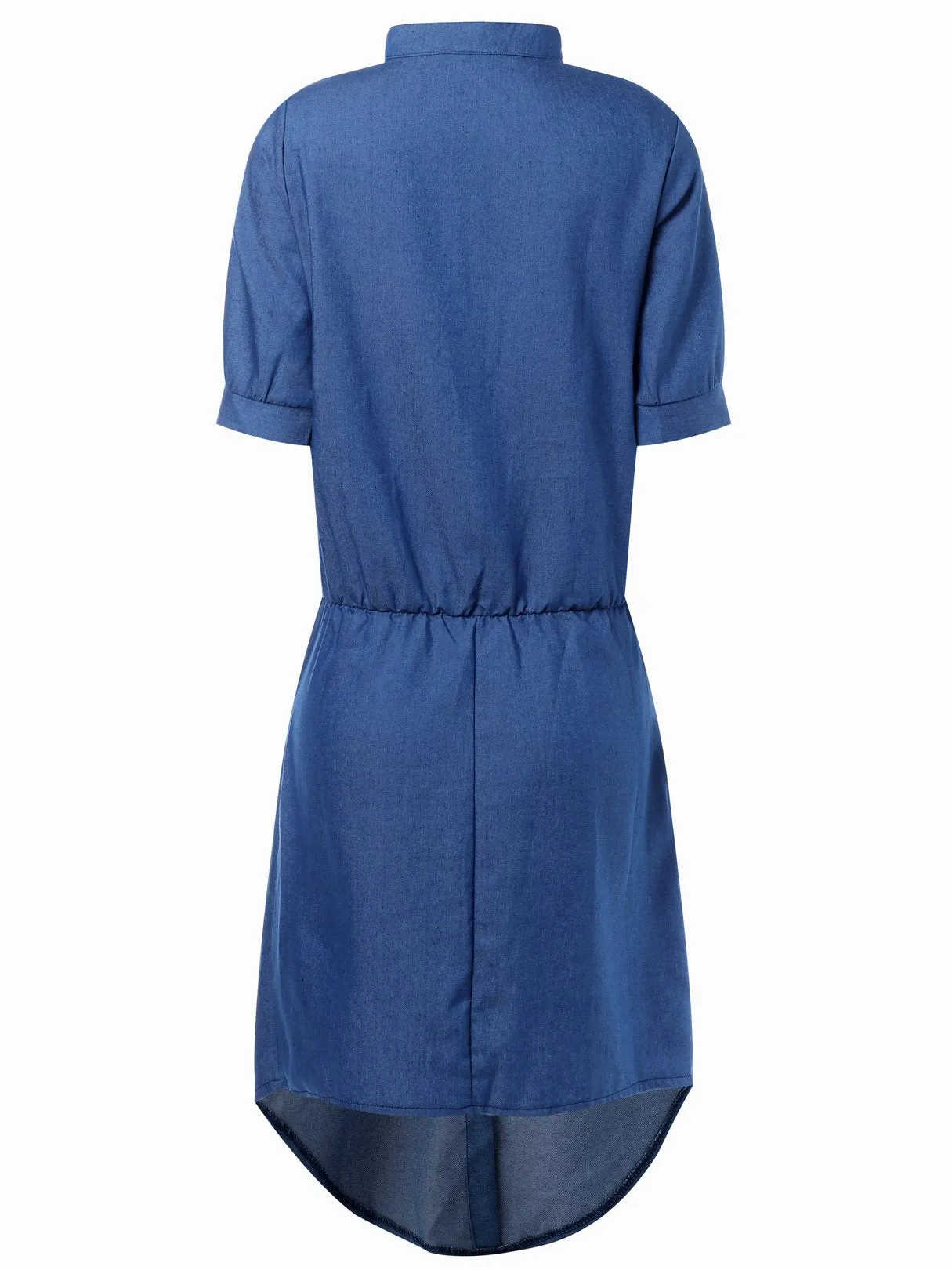 Wholesale Blue Short Sleeve Curved Hem Midi Dress