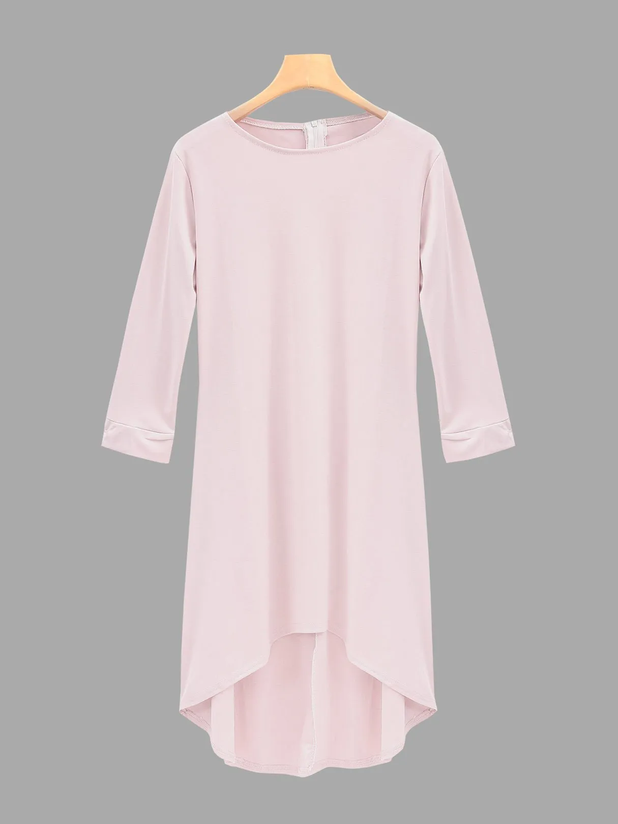 Wholesale Pink Bateau Half Sleeve Plain Irregular Hem Midi Dress