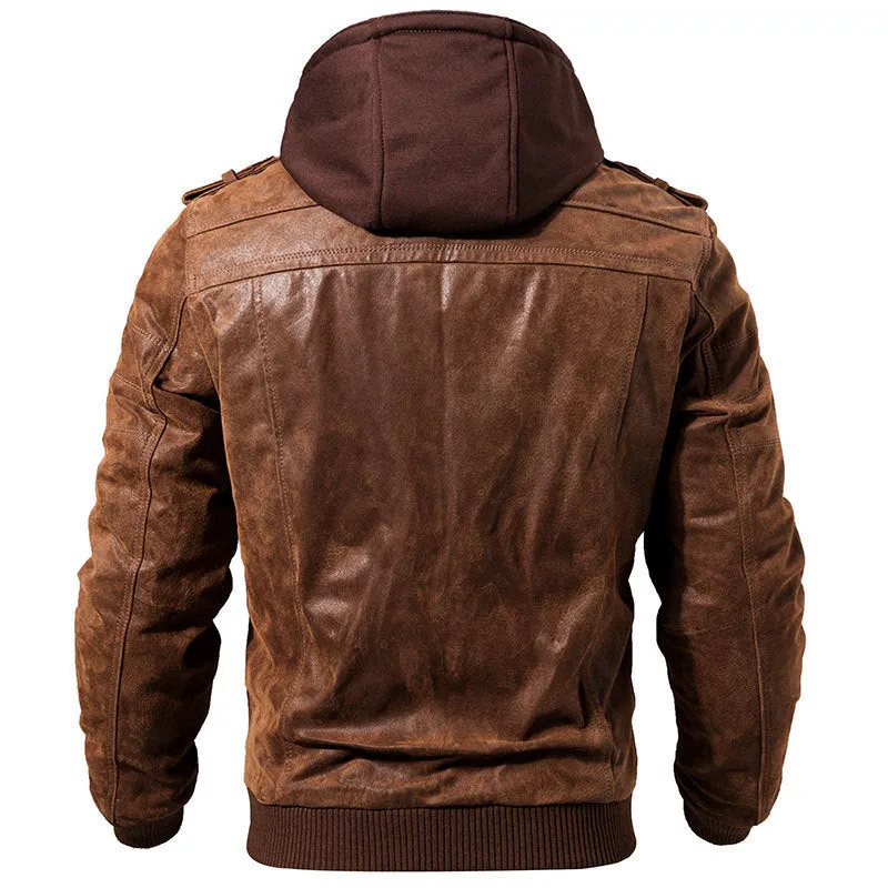 Winter Fashion Motorcycle Leather Jacket Men Slim Fit Oblique Zipper PU Jackets