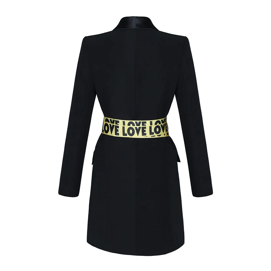 Women's Long-Sleeved Slim V-Neck Jacket With Belt