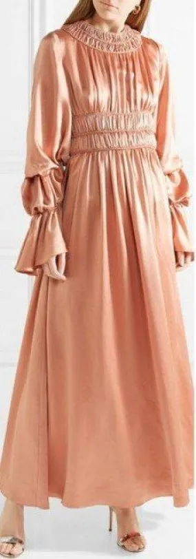 'Zoya' Ruched Satin Maxi Dress